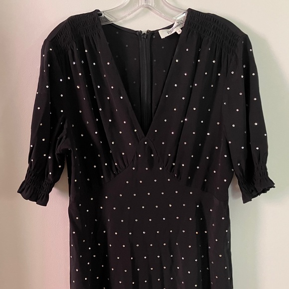 DVF Rhinestone-Covered Sparkling Black Silk Crepe De Chine Dress 12 Large - Picture 3 of 6